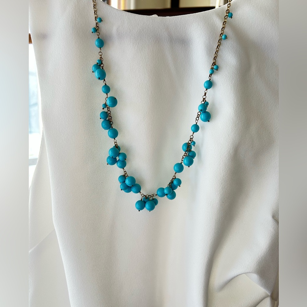 Turquoise Beaded Cluster Necklace - Women Jewelry